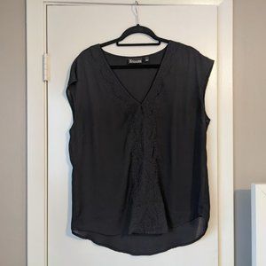 New York & Company Black Blouse with Embroidery
